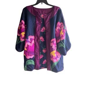 Very Vollbracht VTG Quilted reversible 3/4 sleeve kimono jacket  plus sz 3X XXXL